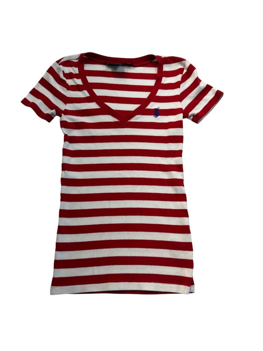 Ralph Lauren Sport Y2K Slim Fit Womens Top Size XS Striped Logo Preppy Vintage